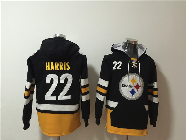 Men's Pittsburgh Steelers #22 Najee Harris Black Ageless Must-Have Lace-Up Pullover Hoodie